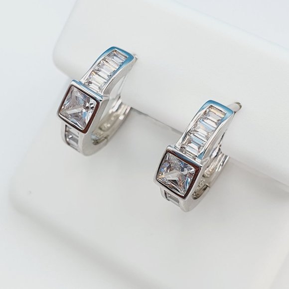 "925 Sterling Silver Cubic Zirconia Earrings, U19254853